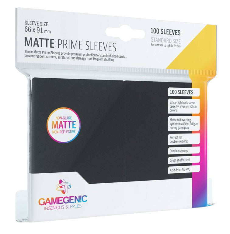 GameGenic Matte Prime Sleeve - Standard Size - Black (100-Pack)