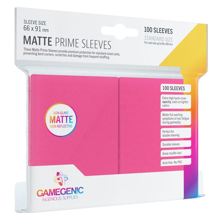 GameGenic Matte Prime Sleeve - Standard Size - Pink (100-Pack)