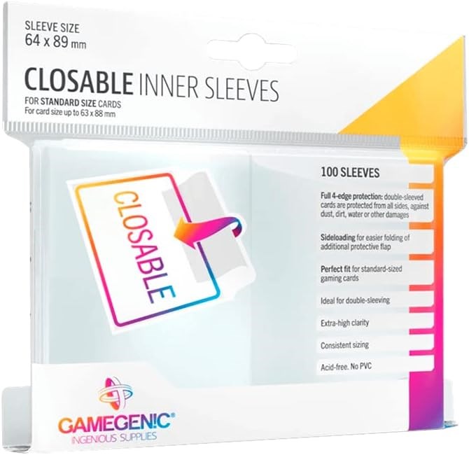 GameGenic Closable Inner Sleeves - Clear (100-Pack)